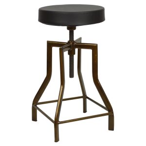 Lot de 2 tabourets industriels réglables Bronze+Tapissé noir 35x35x55cm.