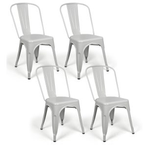 Lot de 4 chaises industriels Tulio Acier Blanc 46x52x85cm