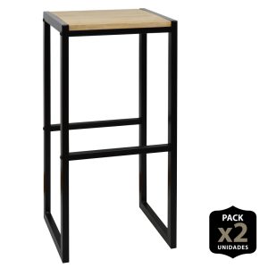 Lot de 2 Tabourets de bar Icub.  Industriel-vintage 36x32x75cm - Noir