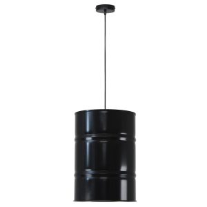 Lampe suspension tonneau industriel. Ampoule led. 31X45cm Noir