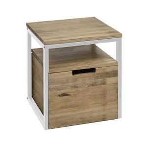 Table de chevet Icub3 avec étagère et tiroir  40x40x45cm Blanc