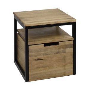 Table de chevet Icub3 avec étagère et tiroir  40x40x45cm Noir