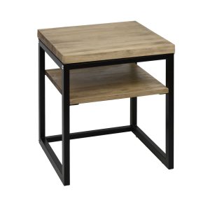 Table de chevet ECO Three avec étagère industriel vintage 40x40x45cm Noir