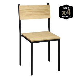 Lot de 4 chaises iCub empilables. Noir 40x40x85cm. Effect Vintage