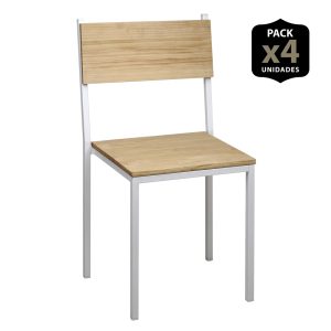 Lot de 4 chaises iCub empilables. Blanc 40x40x85cm. Effect Vintage