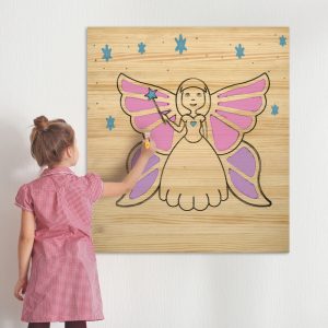 Tableau à peindre par enfants, en bois massif de pin. Fée. 60X70cm