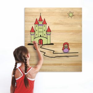 Tableau à peindre par enfants, en bois massif de pin. Chateau. 60X70cm