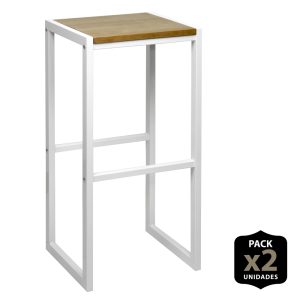 Lot de 2 Tabourets de bar Icub. Industriel-vintage 36x32x75cm - Blanc