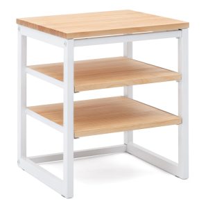 Table de chevet Icub 2 étagères  40x40x47cm Blanc-Naturel