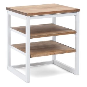 Table de chevet Icub 2 étagères  40x40x47cm Blanc-Vieilli