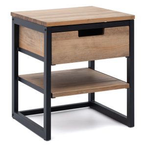Table de chevet Icub 1tiroir 1 étag. 40x40x47cm Noir-Vieilli