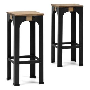 Lot de 2 Tabourets de bar - Industriel vintage 32x32x75 cm