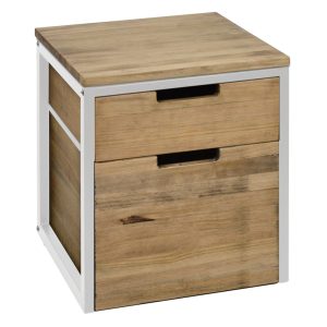Table de chevet Icub3 avec double tiroir  40x40x45cm Blanc