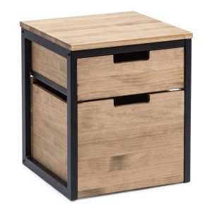 Table de chevet Icub3 avec double tiroir  40x40x45cm Noir