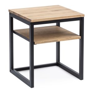 Table de chevet Icub3 avec étagère industriel vintage 40x40x45cm Noir