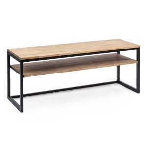 iCub Television Table TV avec étagère noire en bois de pin massif finition vintage style industriel